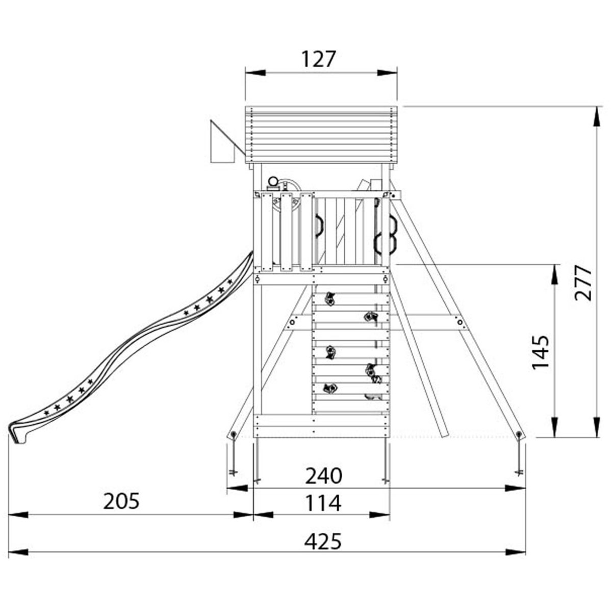 Lektorn Jungle Gym Cottage 2.1 Klättermodul Gul Rutschkana