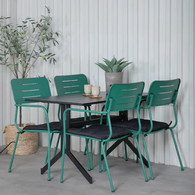 Way - Café Table - Black / Black 120*70cm+Nicke Dining chair Grön
