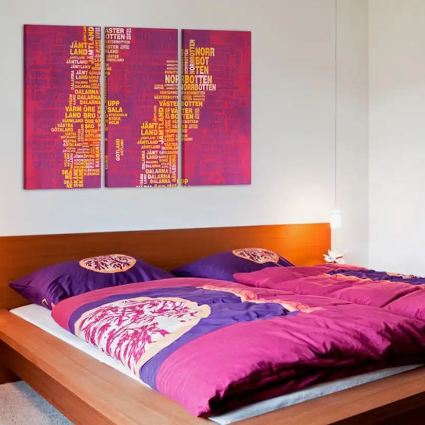 Tavla Arkiio Text Karta Över Sverige Rosa Bakgrund Triptych