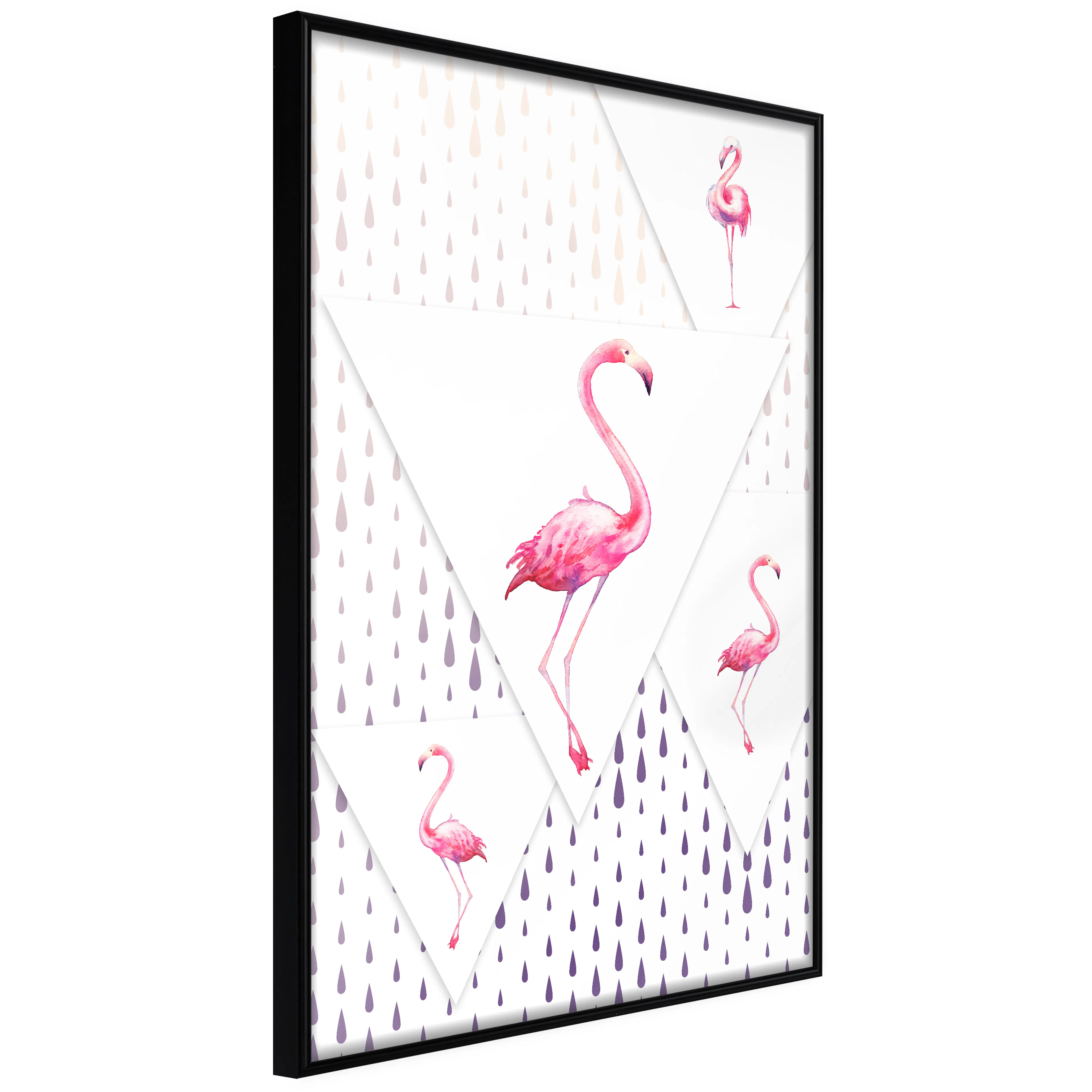 Affisch - Flamingo Family [Poster] 40x60 Svart ram, 40x60 cm