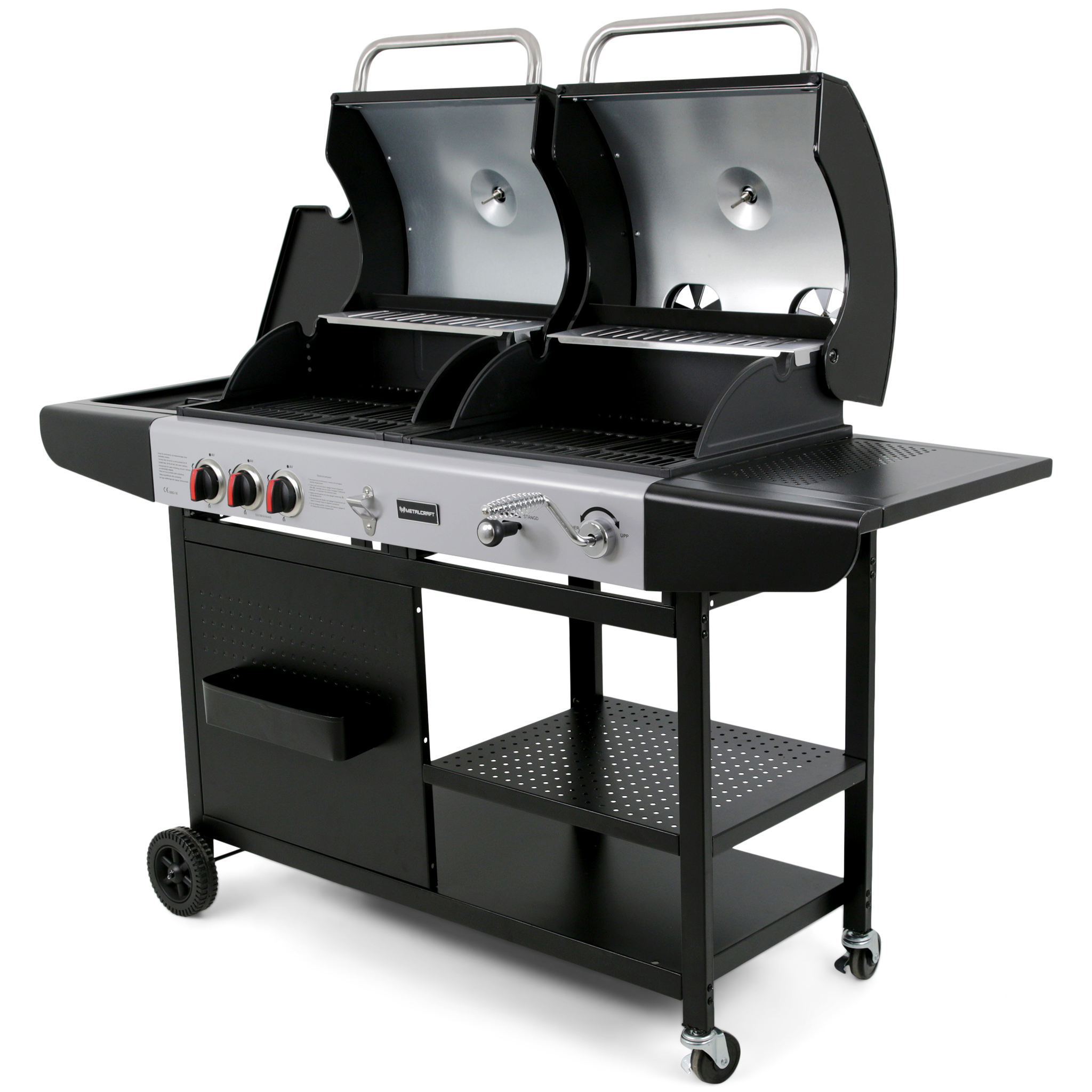 Gasol/Kolgrill Metalcraft Aurora Kombinationsgrill med Sidobrännare & Rostfria Brännare