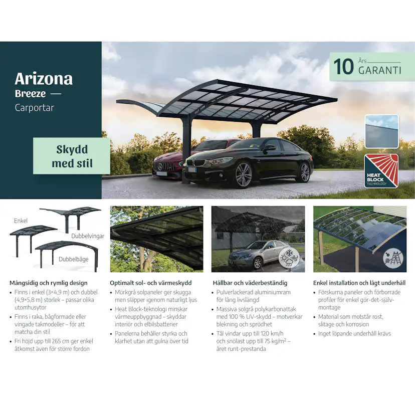 Carport Canopia by Palram Arizona Breeze I Metall 3x5 m Specialförpackning