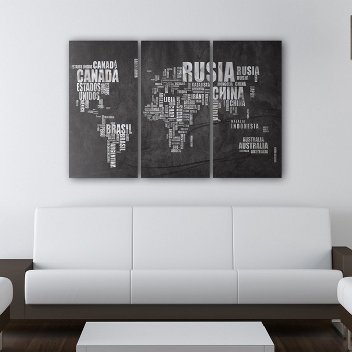 Tavla Arkiio Karta Över Världen Spanska Språket Triptych