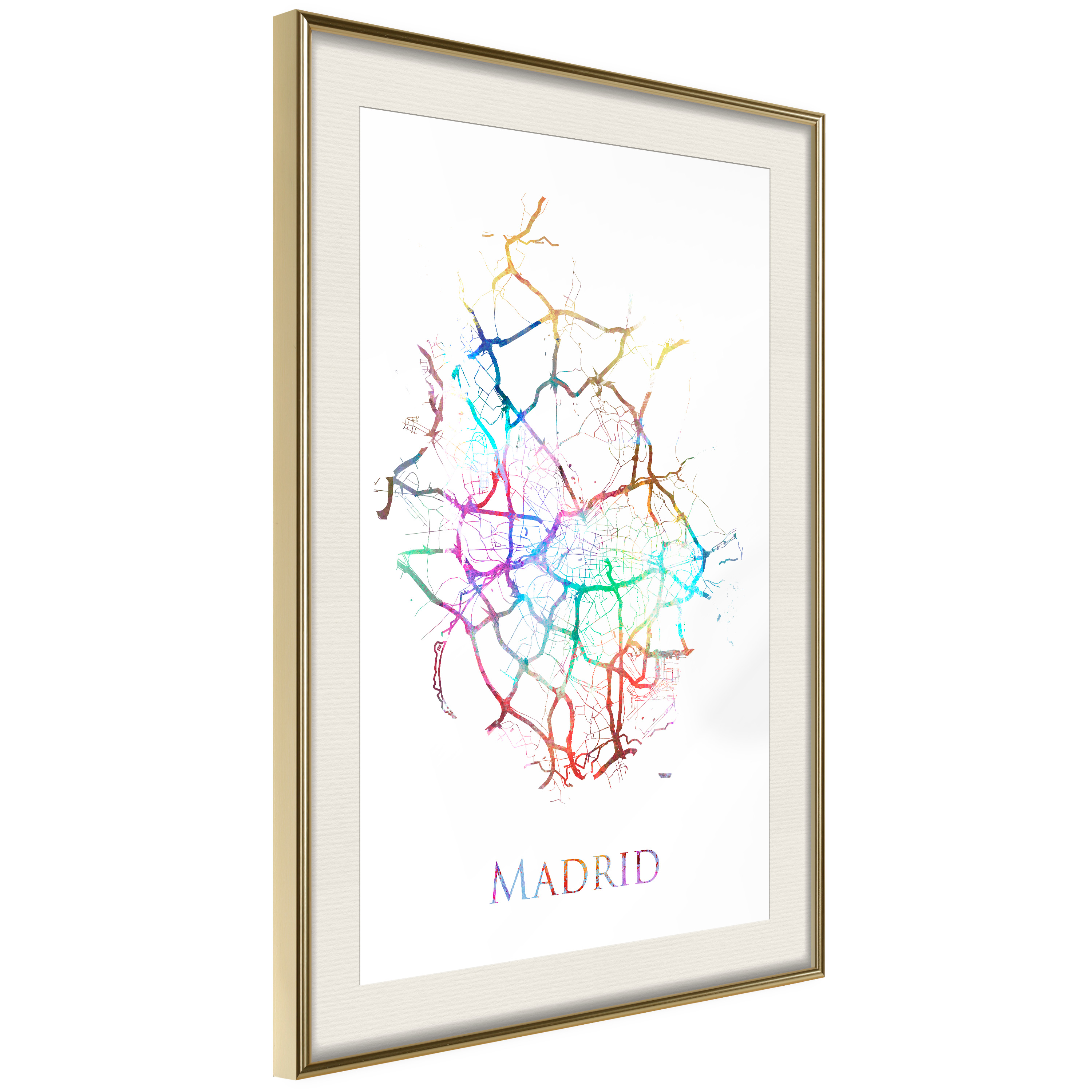 Affisch - Madrid [Poster] 40x60 Guld ram med passepartout, 40x60 cm