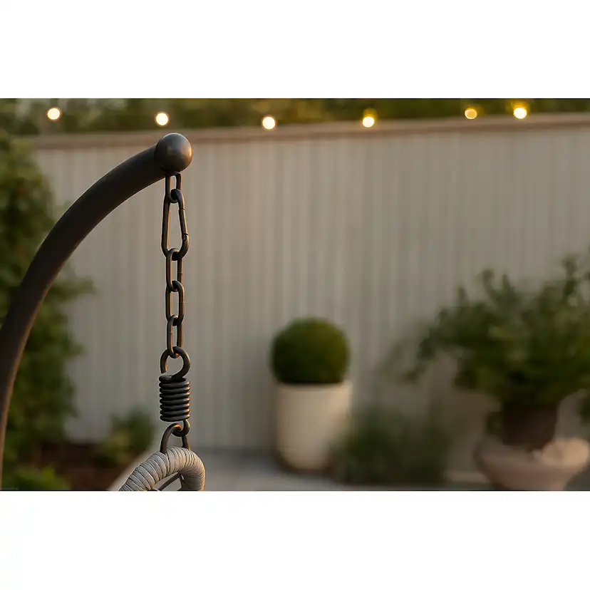 Edinburgh Hanging chair - Black frame/grey wicker/grey cushi Grå