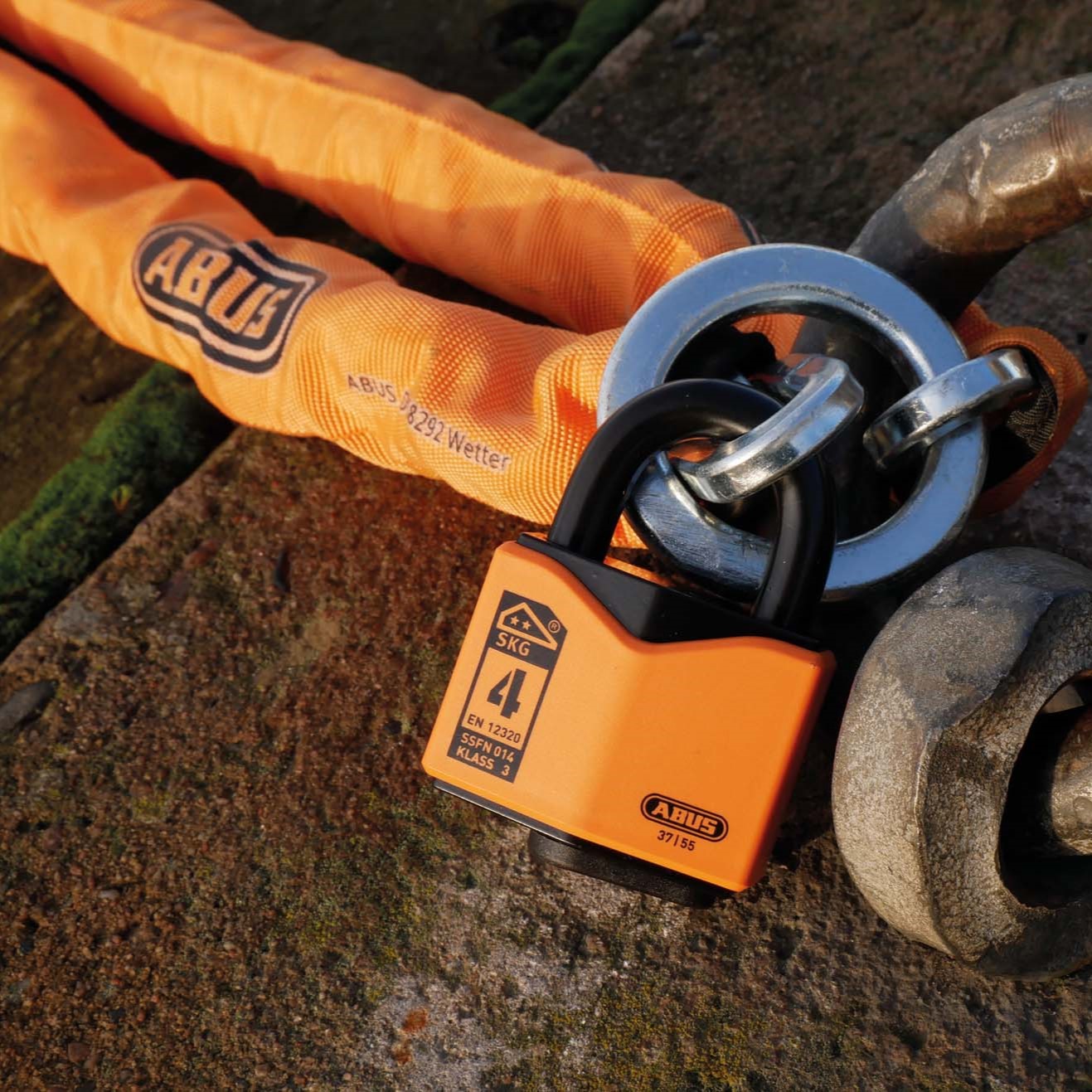 Låspaket Abus Hänglås 37/55 Låskätting 2 m