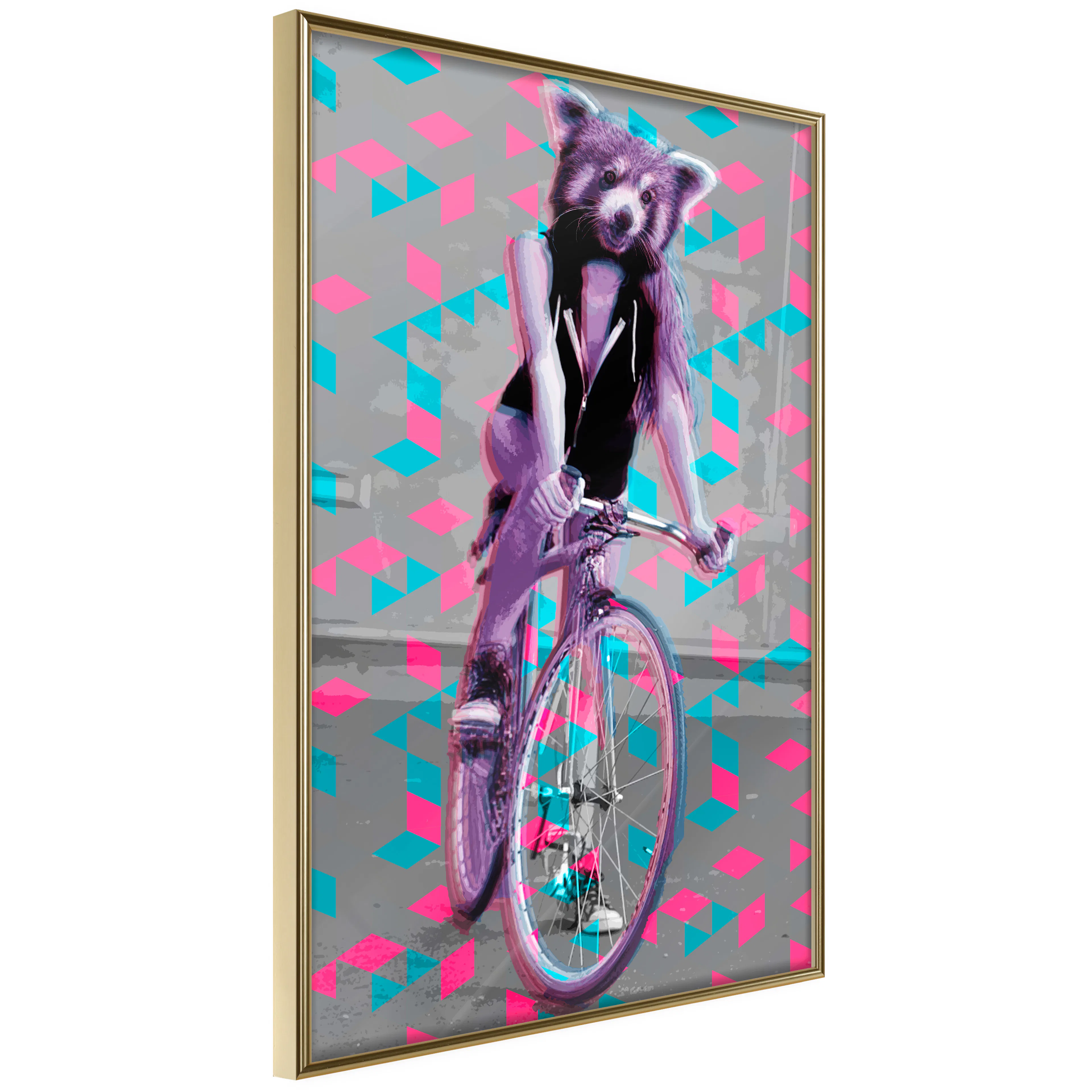 Poster Artgeist Affisch Raccoon On The Bike