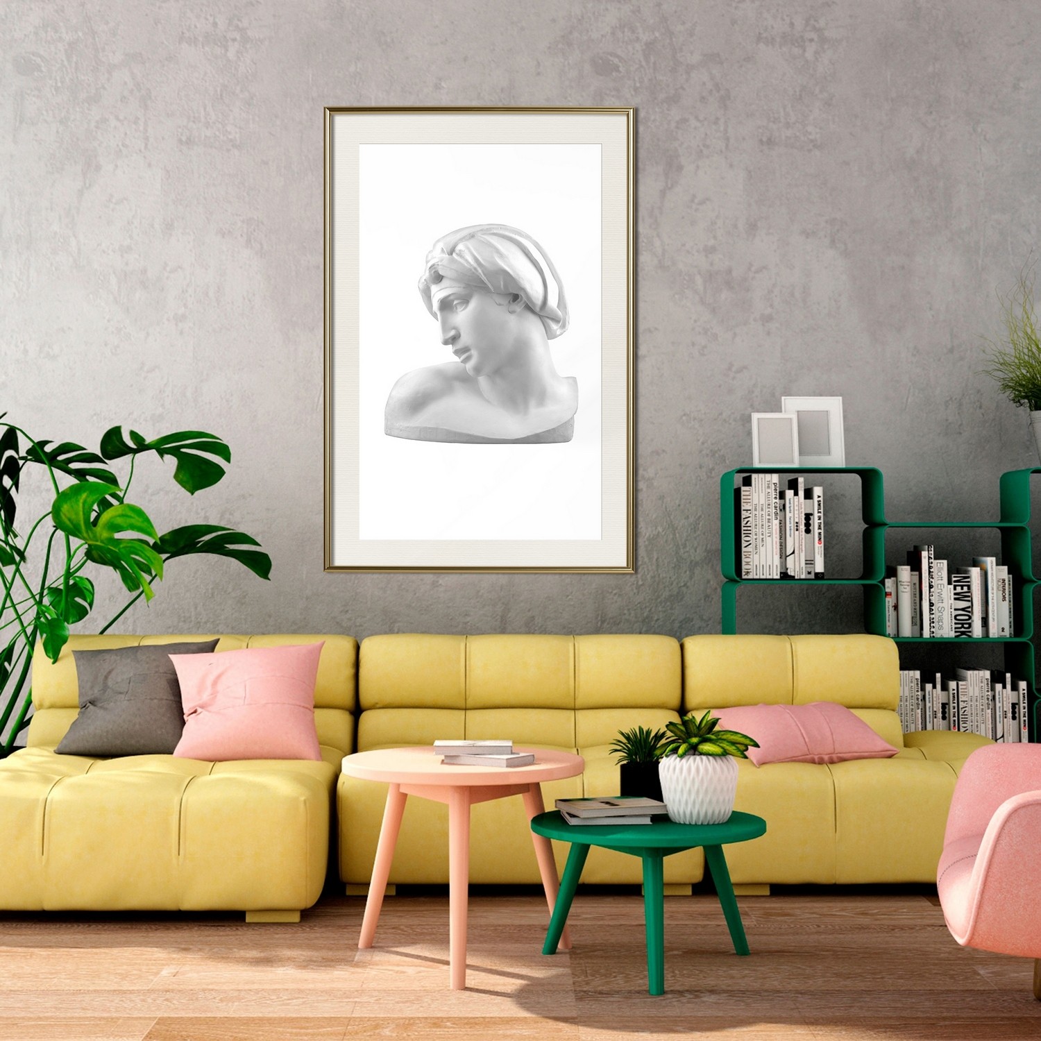 Affisch - Michelangelo [Poster] 40x60 Guld ram med passepartout, 40x60 cm