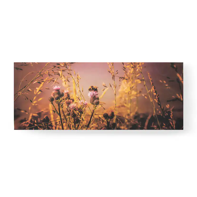 Tavla Art for the Home Flowers and a Bee 40x100