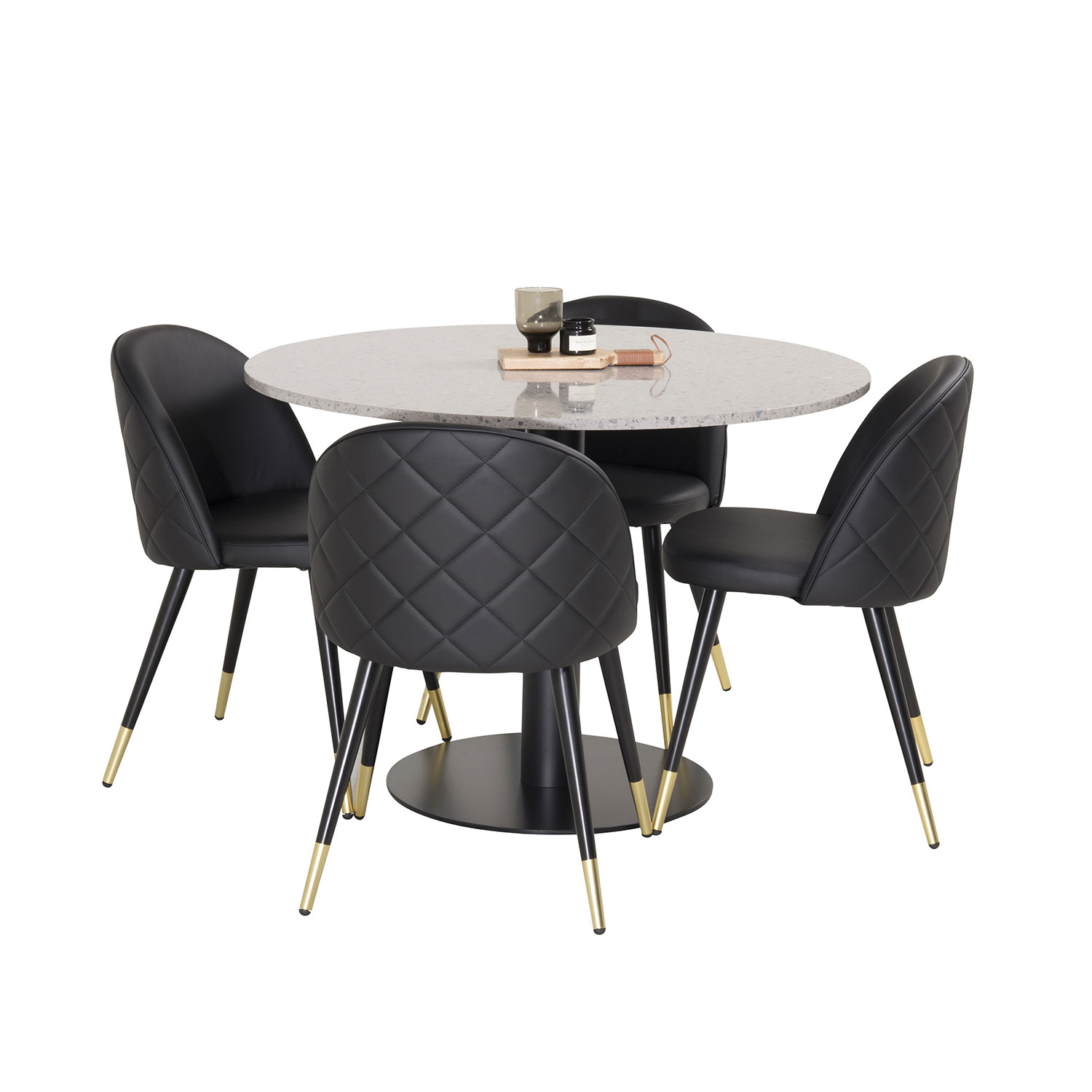 Matgrupp Venture Home Razzia med 4 Velvet stolar Skinn