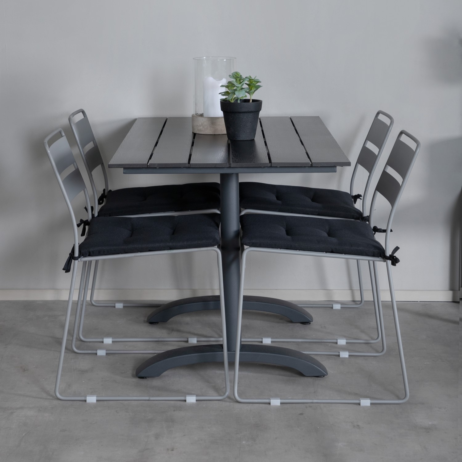 Denver 70*120 Black/Black+Lina Dining Chair - Grey_4 Grå