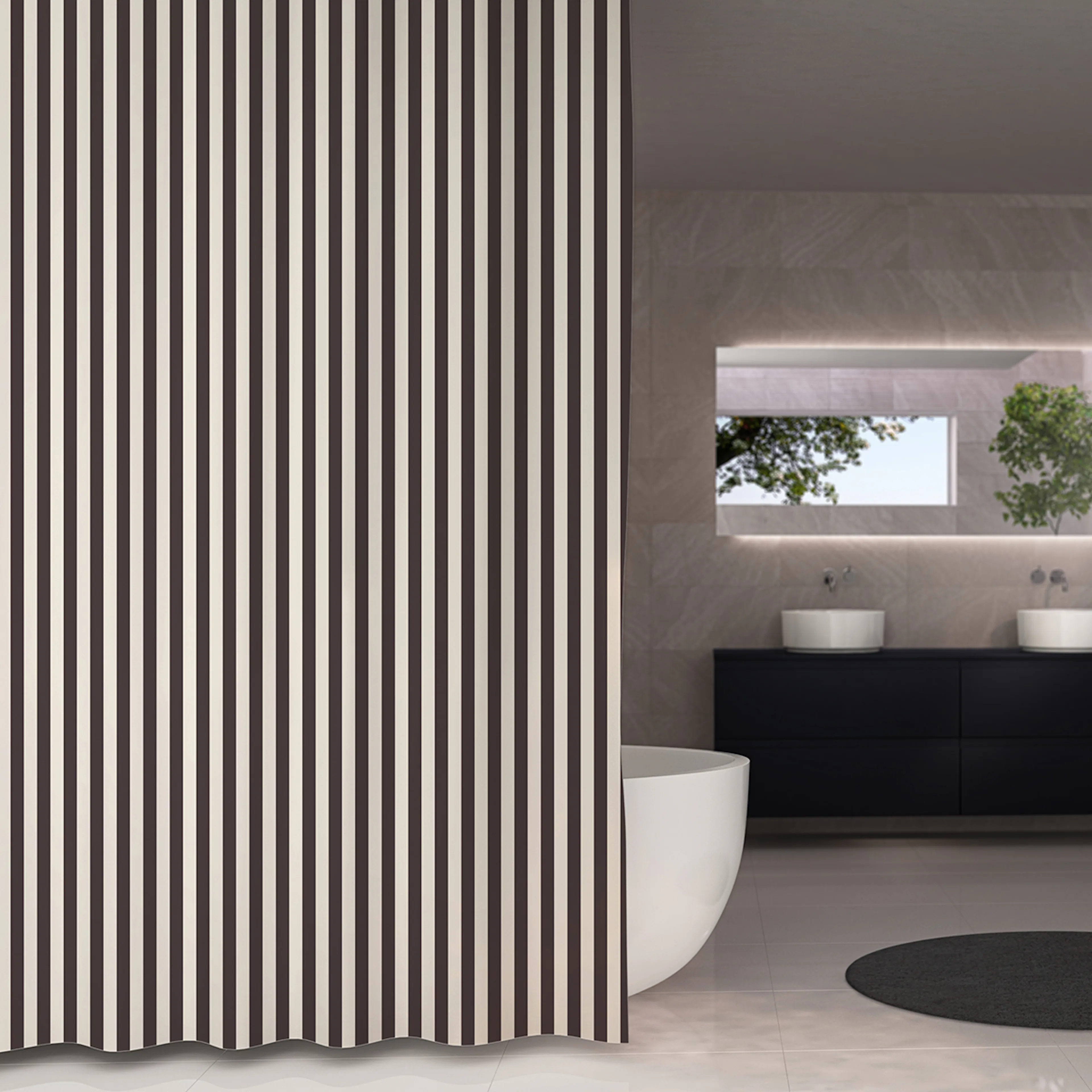 Duschdraperi Bali vit/antrazit 180x200 Vit/Antracit, Storlek: 180x200 cm