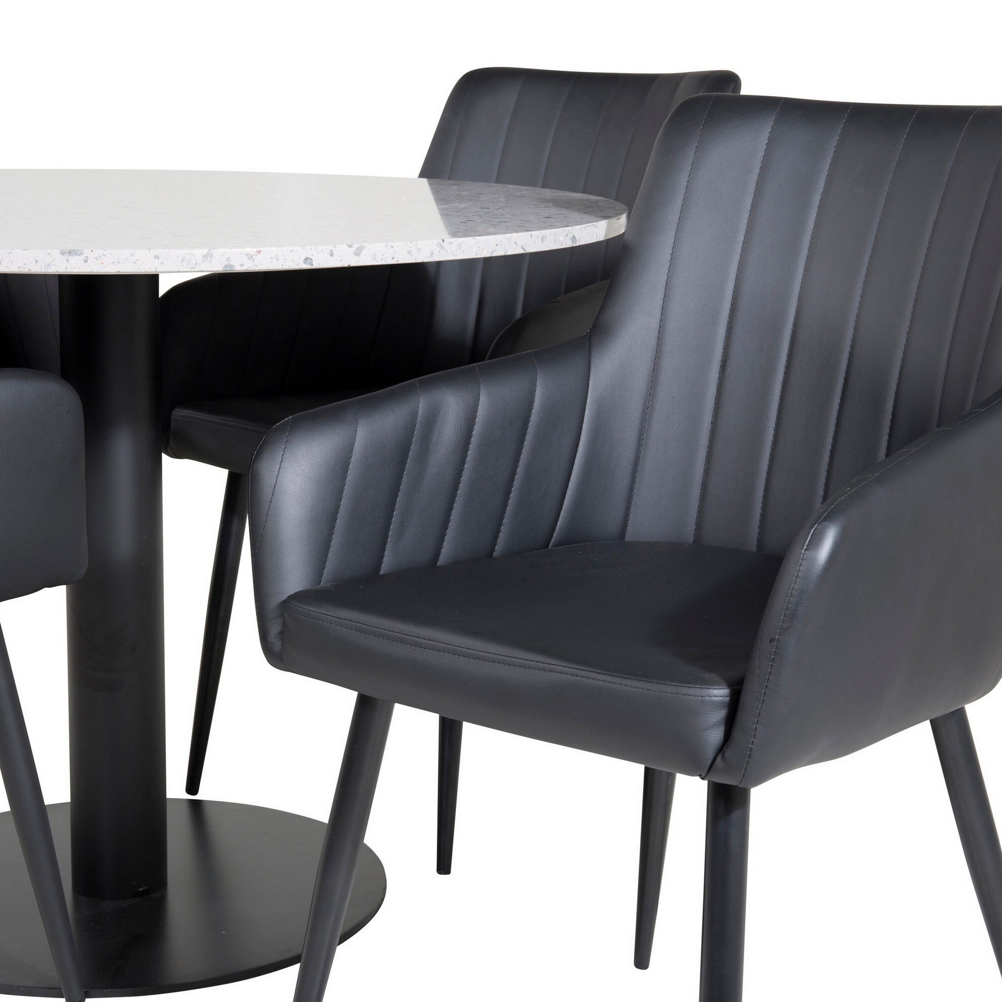 Razzia Dining Table 106cm -Grey Terazzo / Black +Comfort - D Grå/Svart