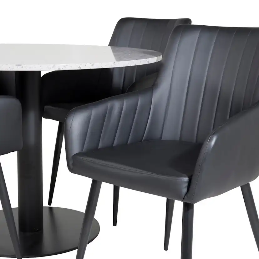 Razzia Dining Table 106cm -Grey Terazzo / Black +Comfort - D Grå/Svart
