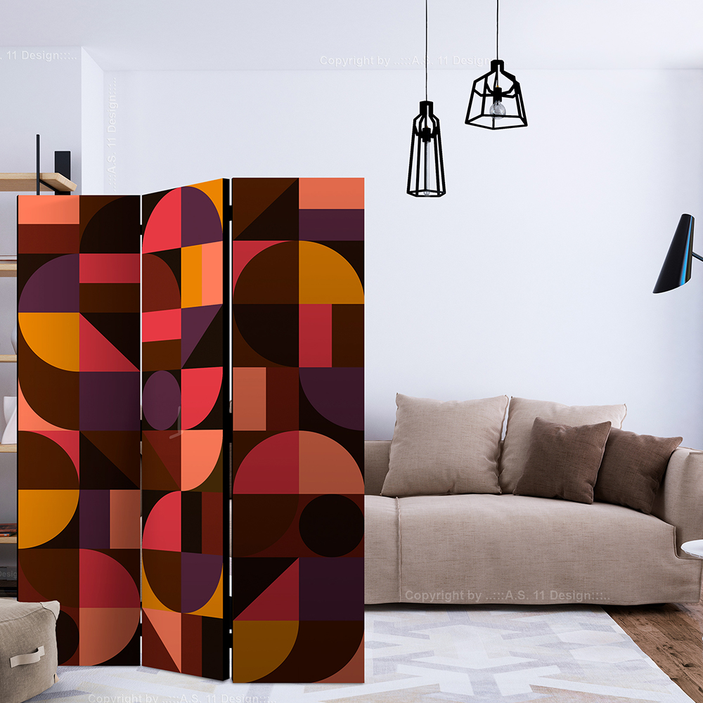 Rumsavdelare Skärmvägg Arkiio Geometric Mosaic Red 135x172 cm