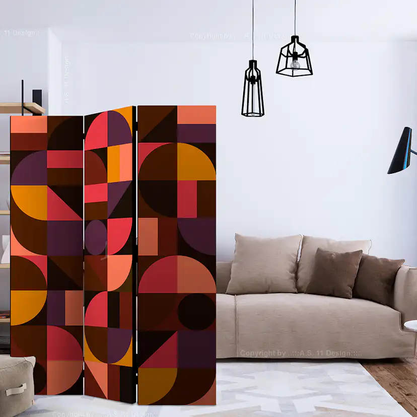 Rumsavdelare Skärmvägg Arkiio Geometric Mosaic Red 135x172 cm