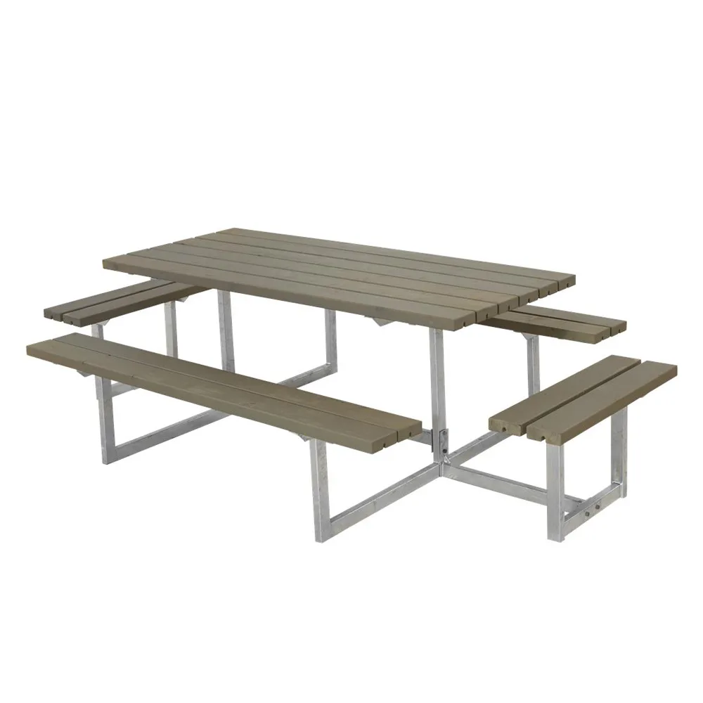 Picknickbord PLUS Basic med Extra Sittplatser Gråbrun Utomhus