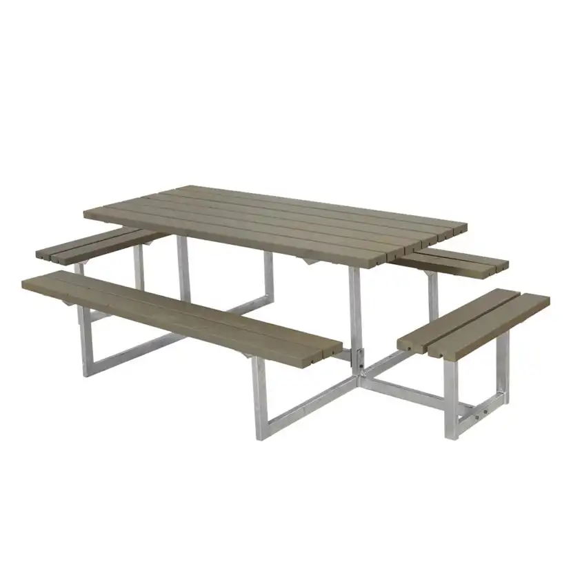 Picknickbord PLUS Basic med Extra Sittplatser Gråbrun Utomhus