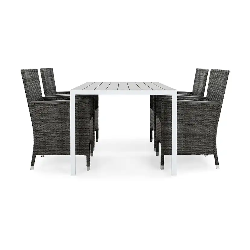 Matgrupp deNoord Tunis 150x90 cm med 4 Thor Fåtöljer Lyx med Armstöd