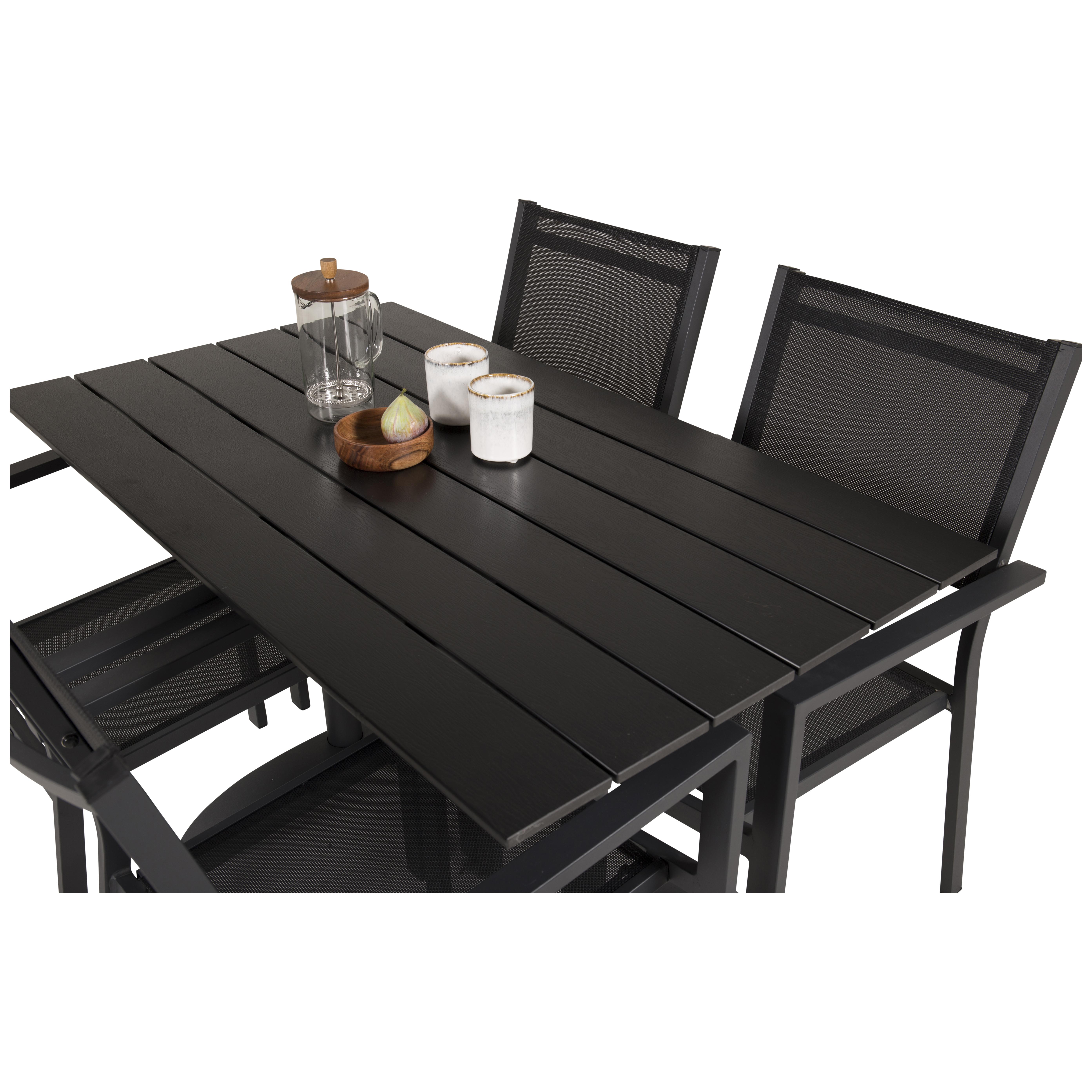 DenverCafé Bord120*70svartalu/Svart+Copacabana stolsvartalu4 Svart Bord, Svart Stol