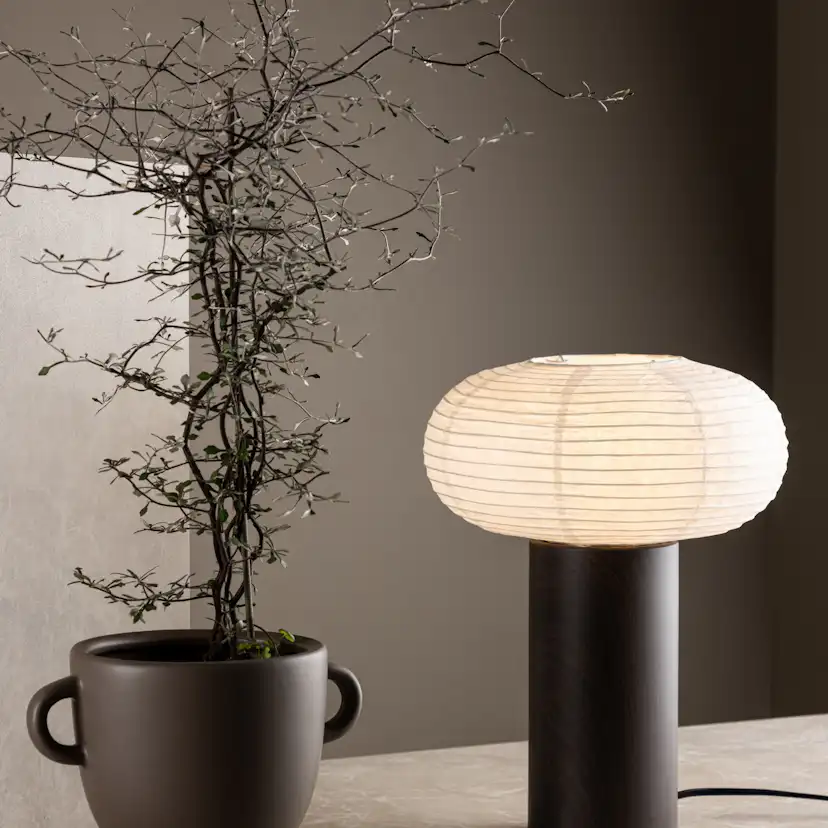 Hovfjället 25cm Table Lamp - Oak Foil / Rice Paper Brun