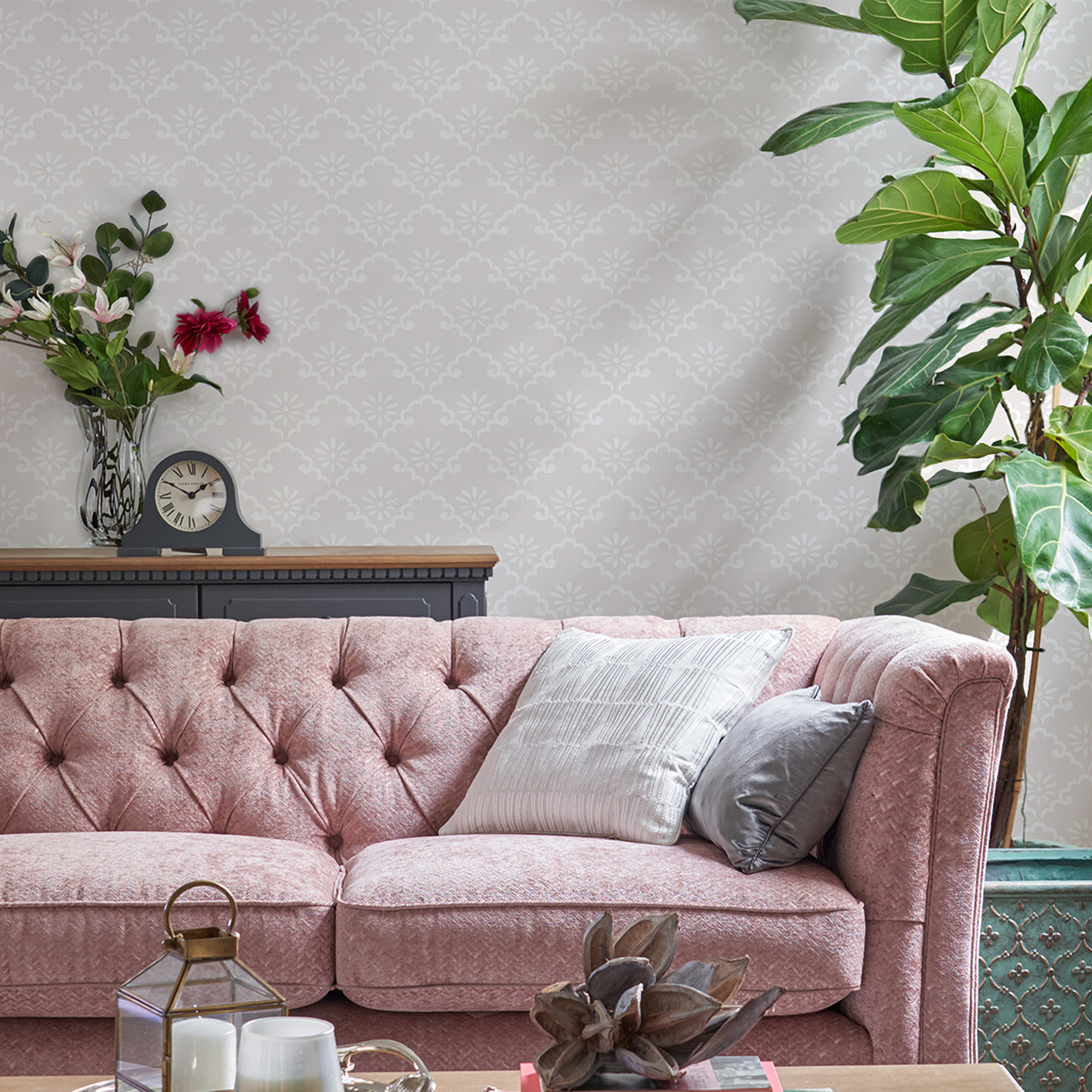 Tapet Laura Ashley Coralie Röd Grå 118476