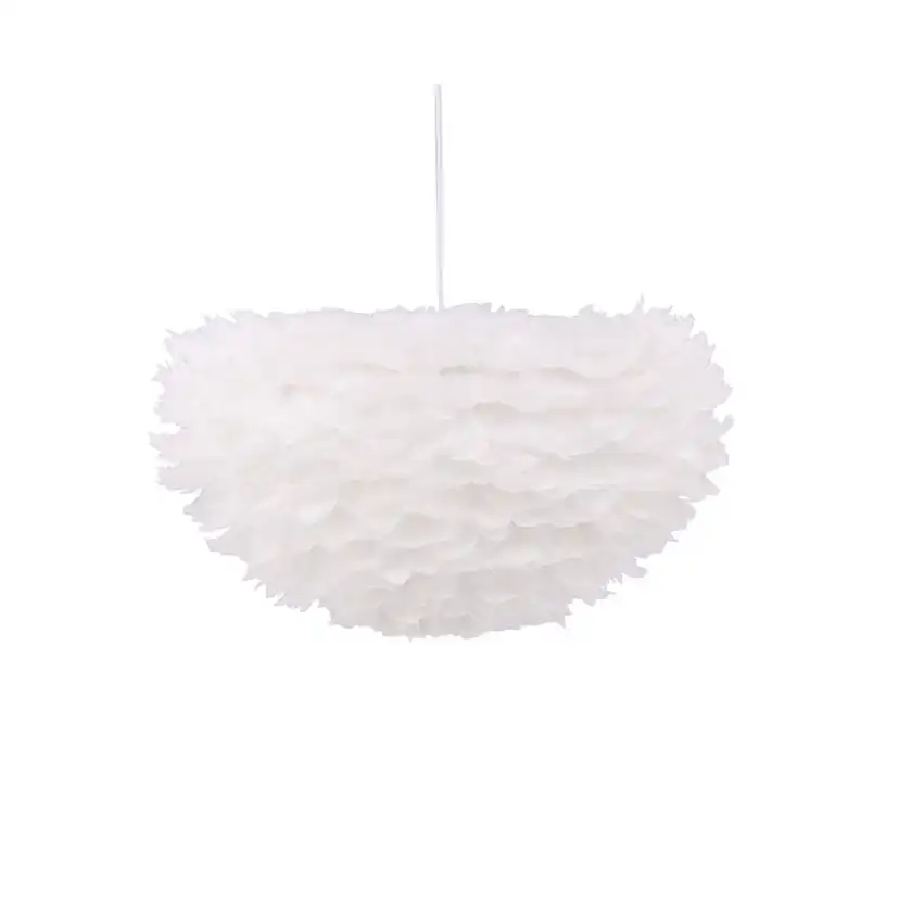Nicola - Large Pendant Lamp - White / White artificial feath Vit