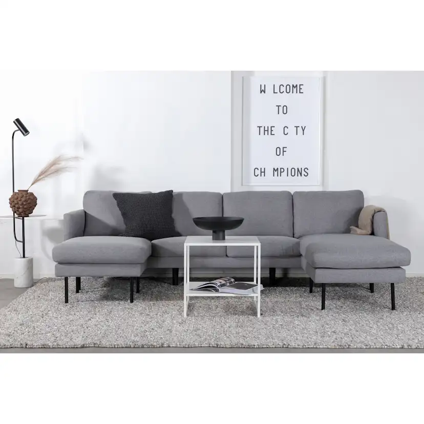 Zoom U-Sofa - Black / Steel Grey Fabric Grå
