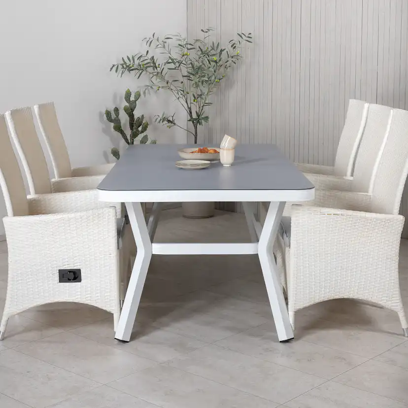 Matgrupp Utomhus Venture Home Virya 160x90 cm med 6 Padova ReclinerUtefåtöljer
