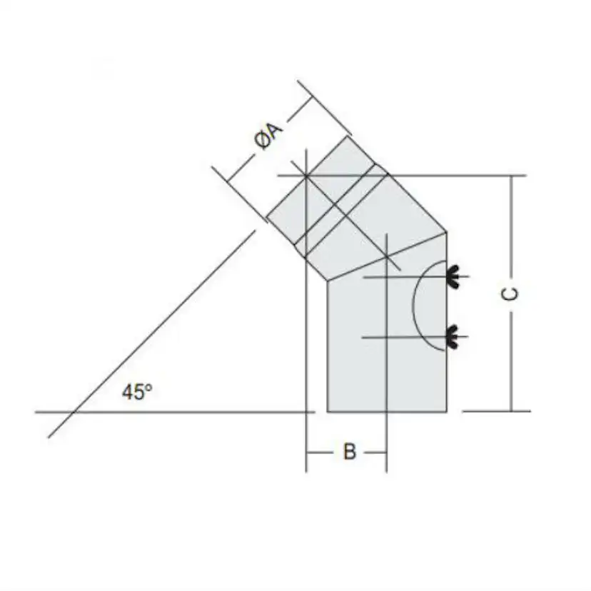 Rörböj Kaminexperten Sexkantig 45 Böj 120