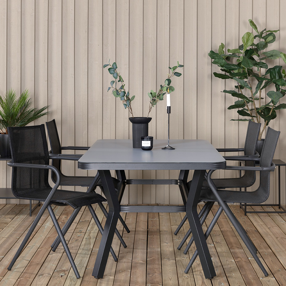 Matgrupp Venture Home Vyn Svart med 4 Anve Matstolar