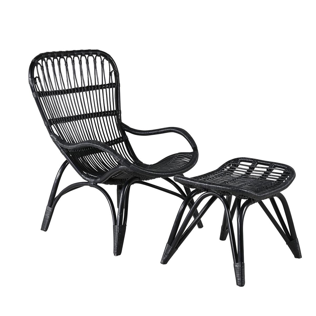 Ella Lounge Chair - BLACK rattan / Offwhite Cushion Ersätter Färg: Black