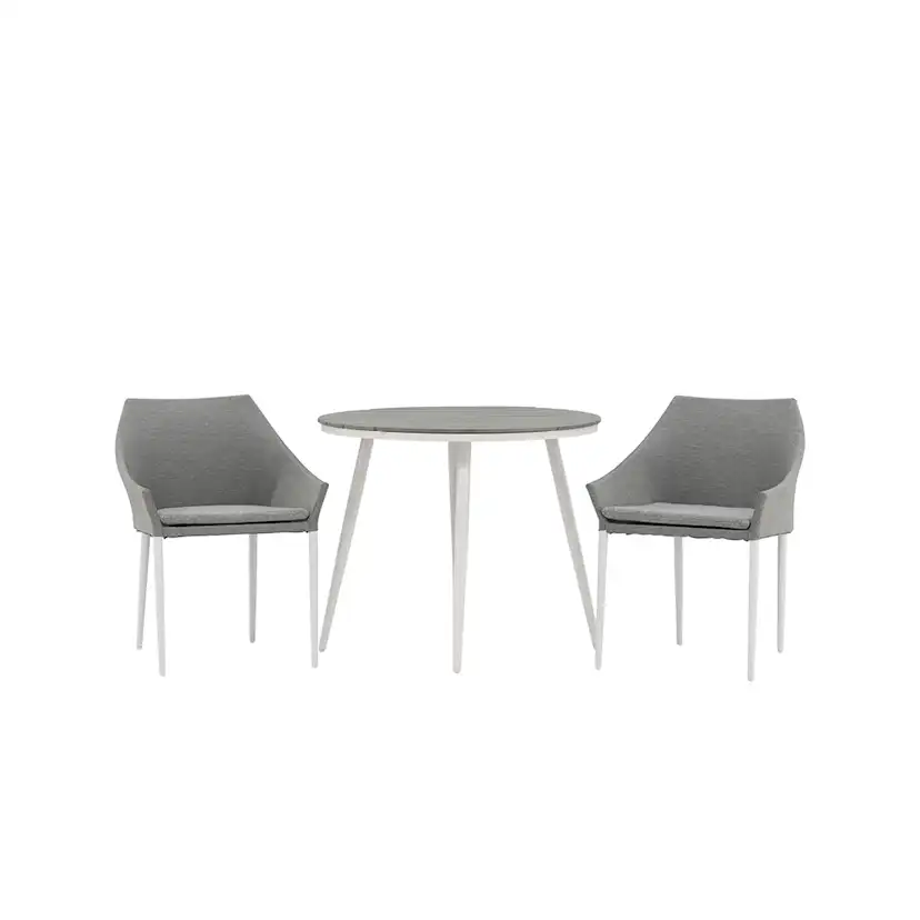 Break - Dining Table Round- White / Grey - Alu / Aintwood - Grå/Vit