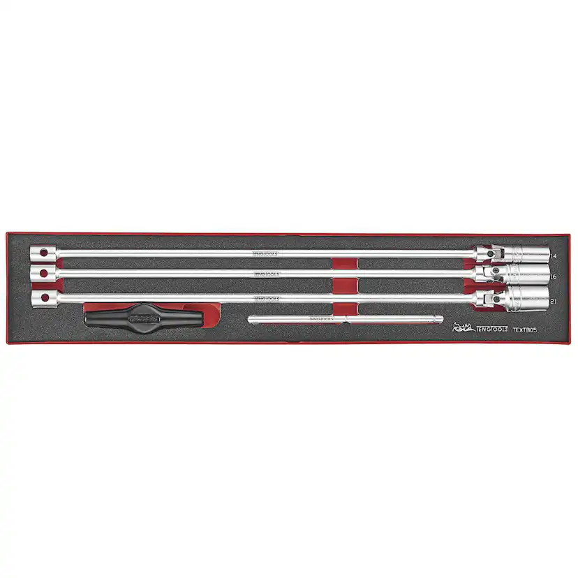 Tändstiftshylssats 5 delar Teng Tools 3/8 tum fäste och T-handtag TEXTB05