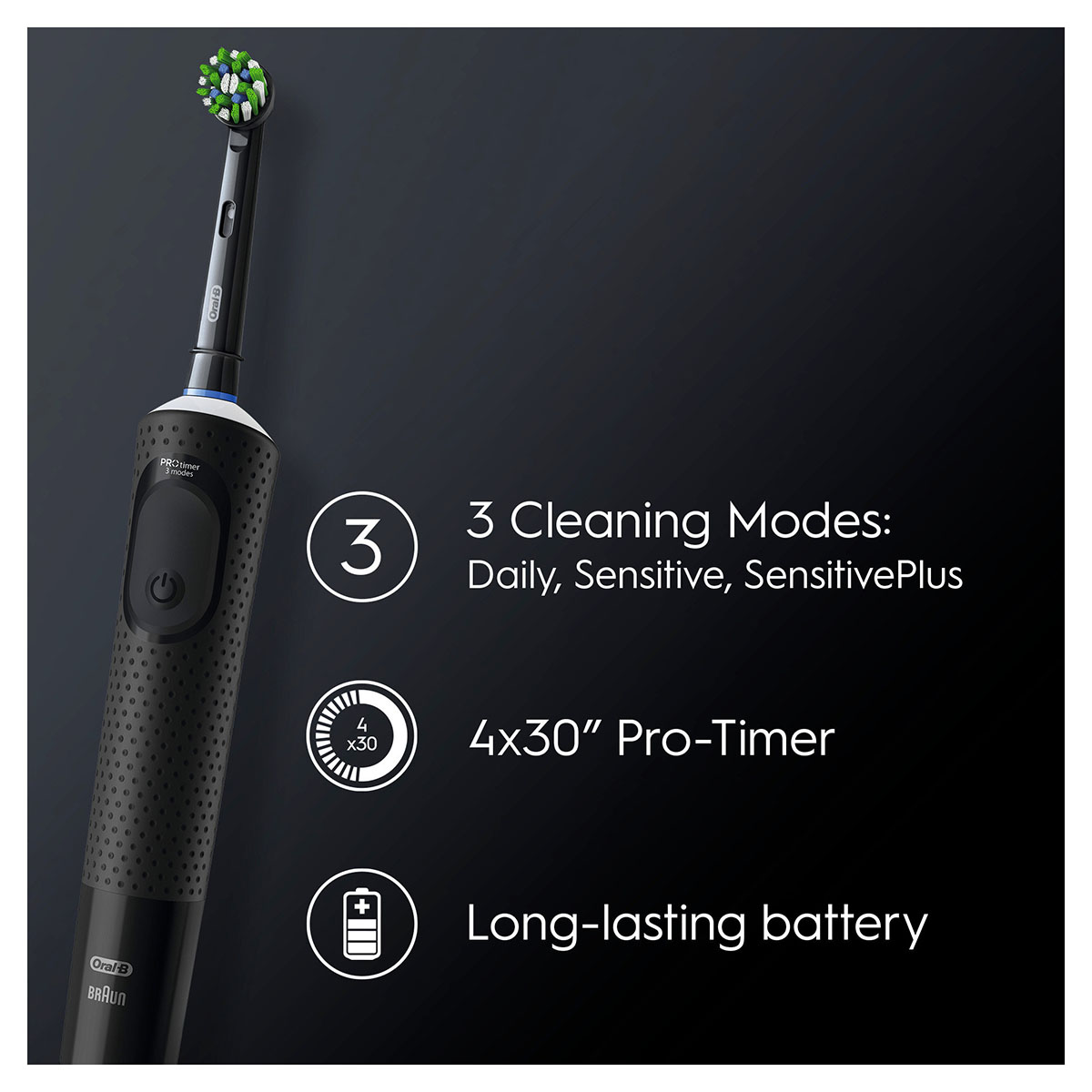 Eltandborste Oral-B Vitality Pro Svart med Extra Refill & 3 Borstningslägen