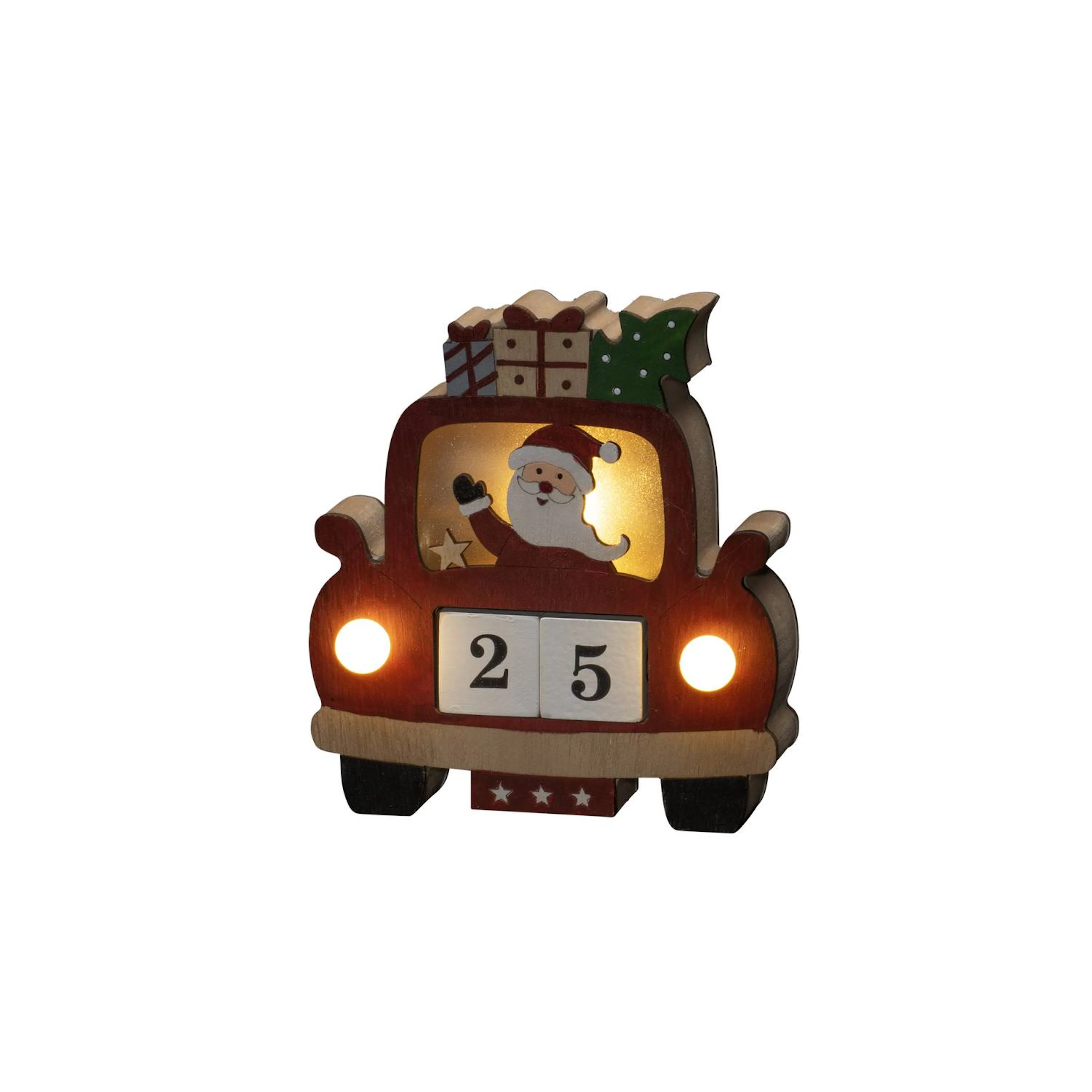 Juldekoration Gnosjö Konstsmide Bil & Tomte Trä 3 LED