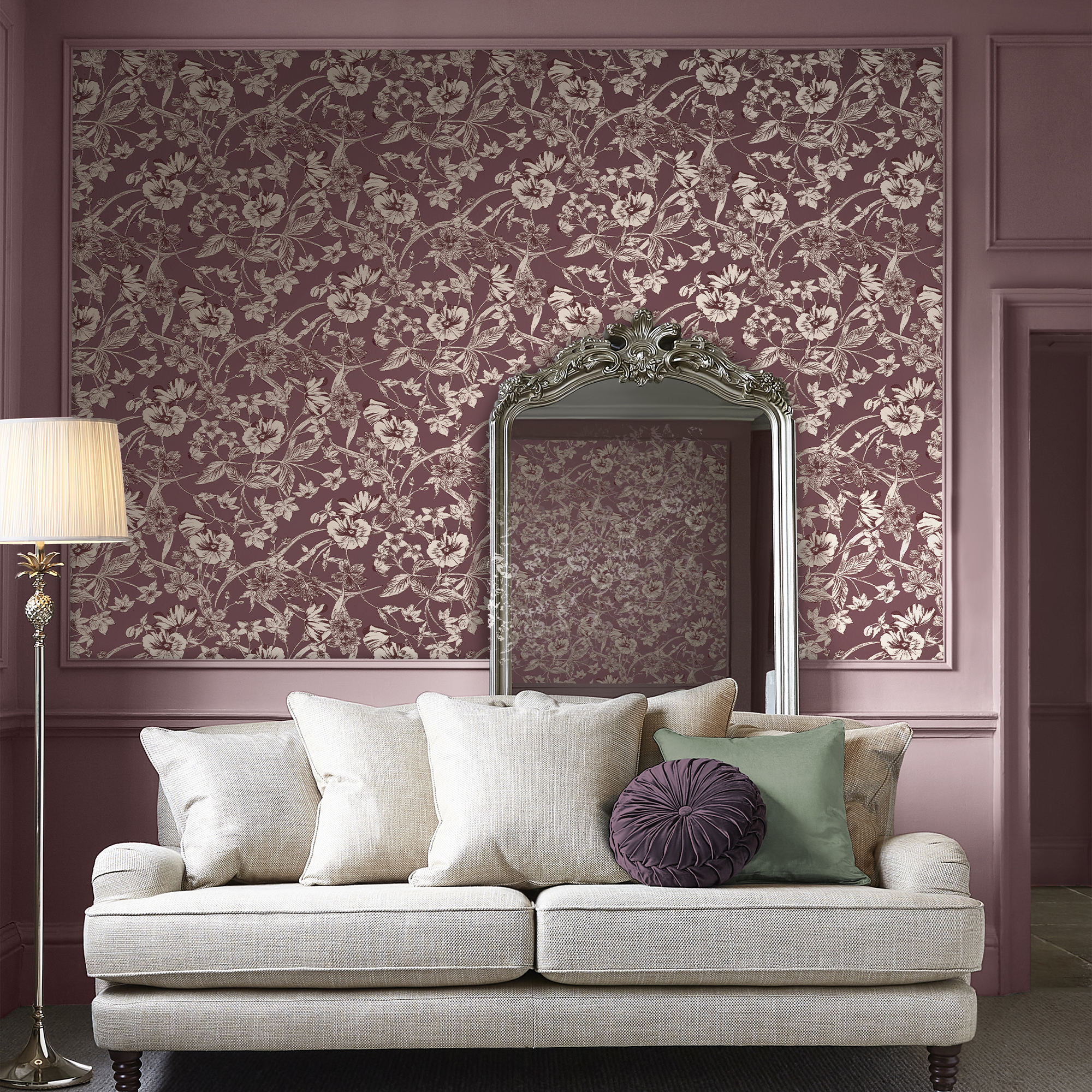 Tapet Laura Ashley Summerhill Pale Blackberry 121086