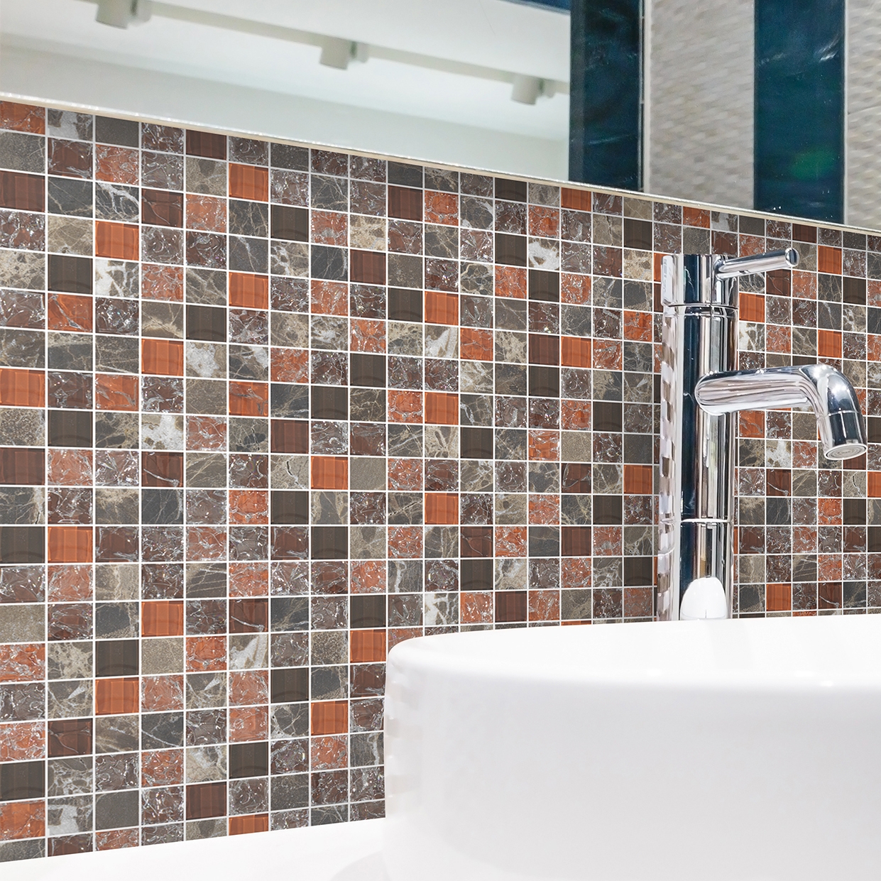 Kristalmosaik Arredo Blank Exclusive Stone Autumn Röd 1,5x1,5 cm