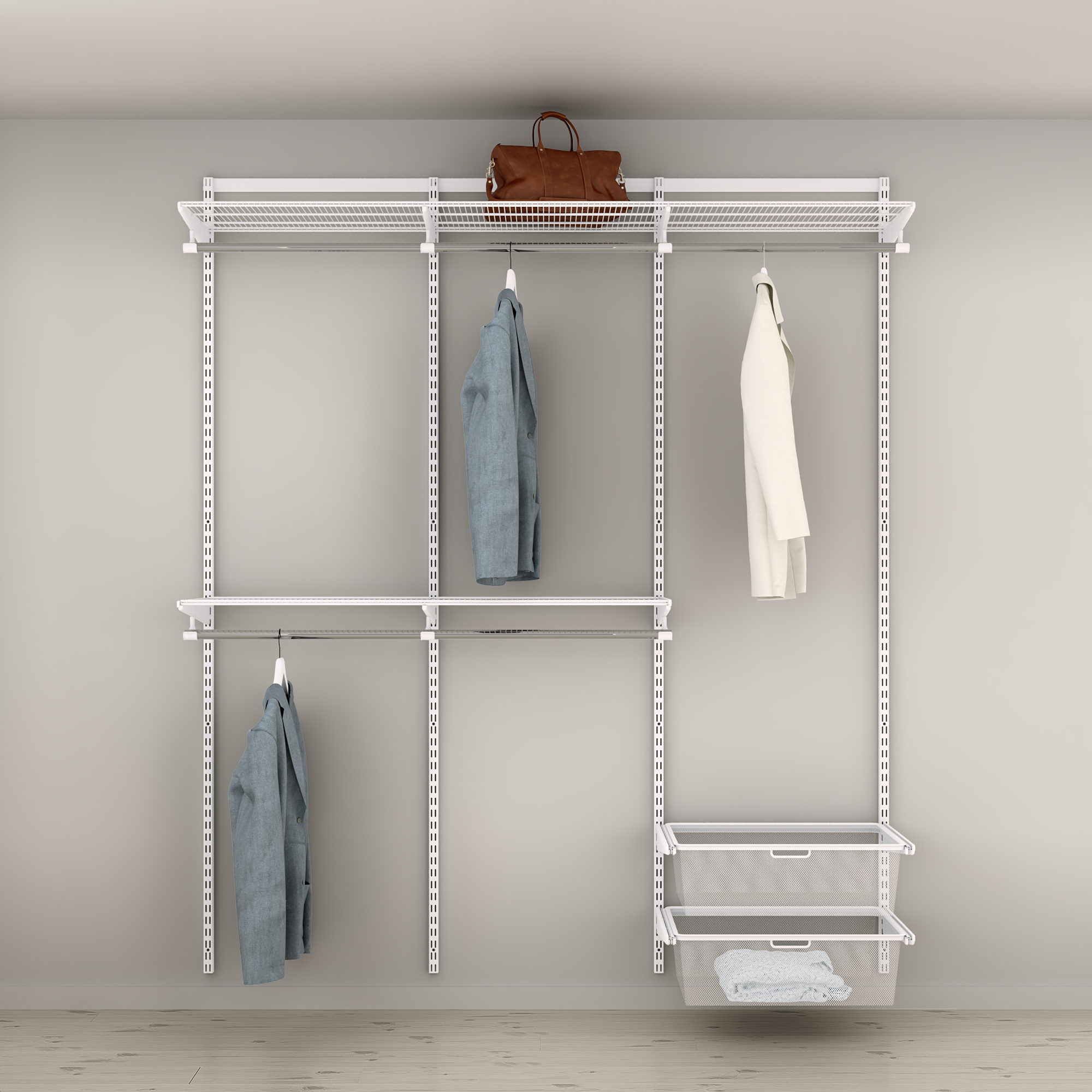 Garderobslösning Elfa Ready Solution Classic 16 Vit B: 1855 mm