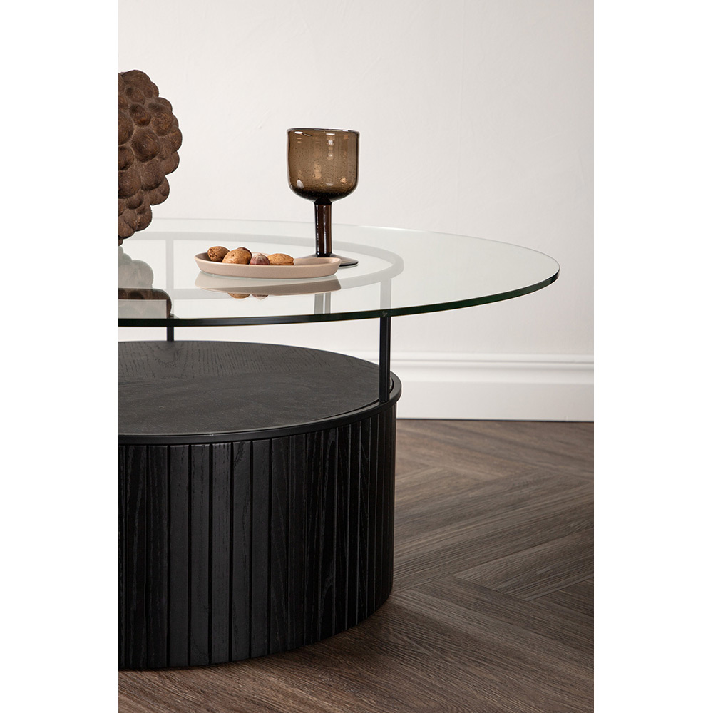 Soffbord Venture Home Bovall Runt Vardagsrumsbord i Svart Ask & Glas