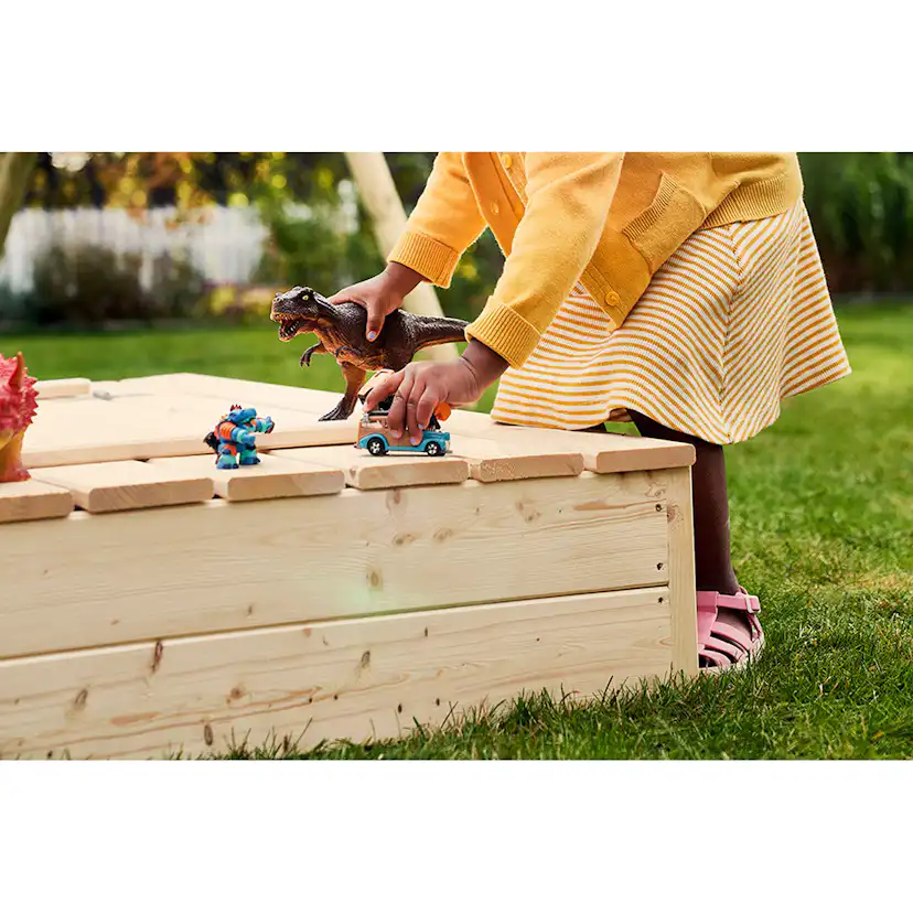 Sandlåda Jabo med Bänk och Lock Trävit 120x120 cm