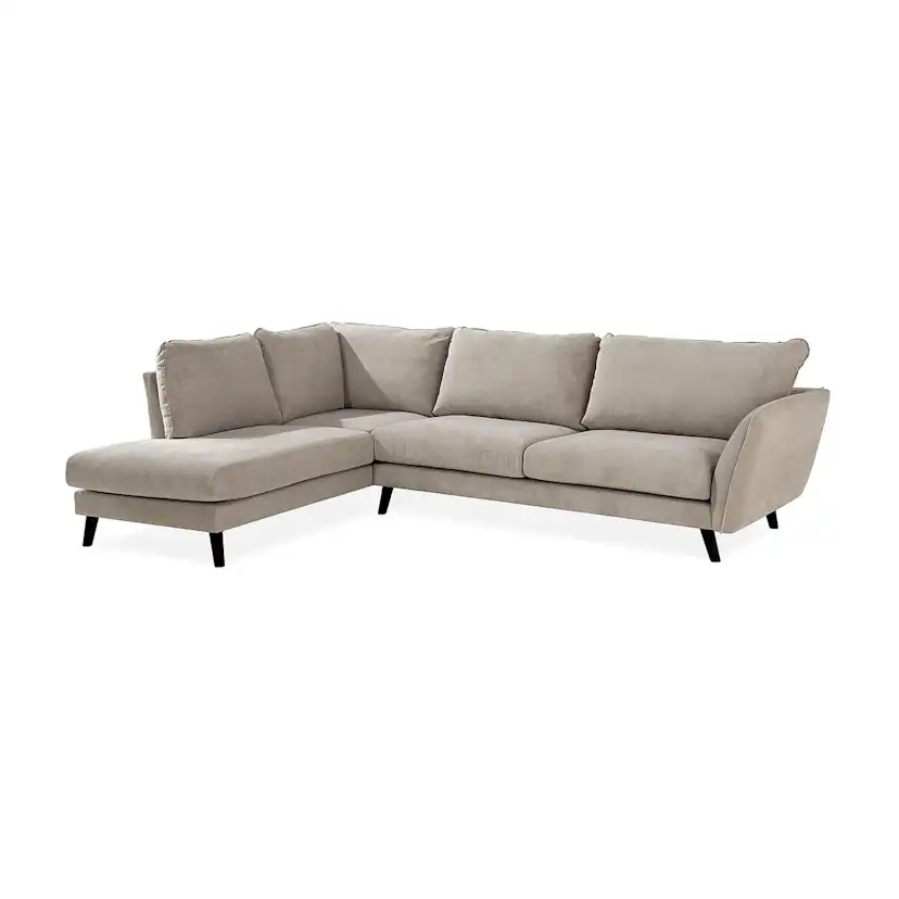 Trend Lyx Schäslongsoffa Vänster Beige, Svarta ben