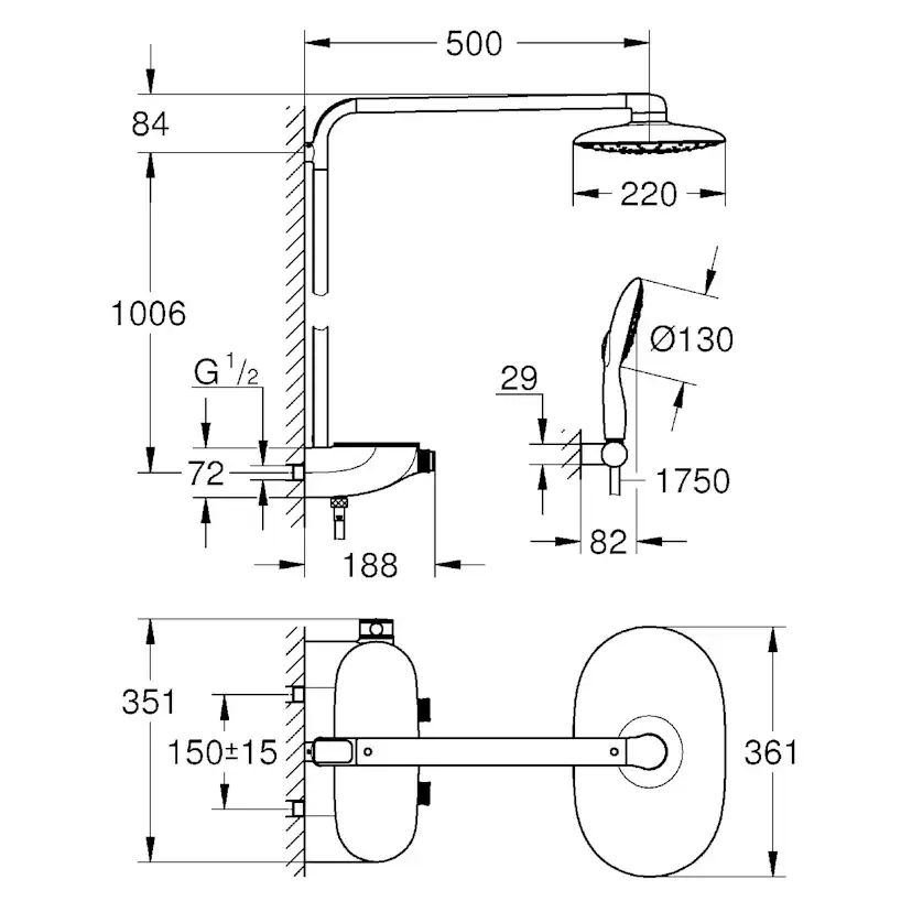 Takduschset Grohe Rainshower SmartControl 360 Mono 26361
