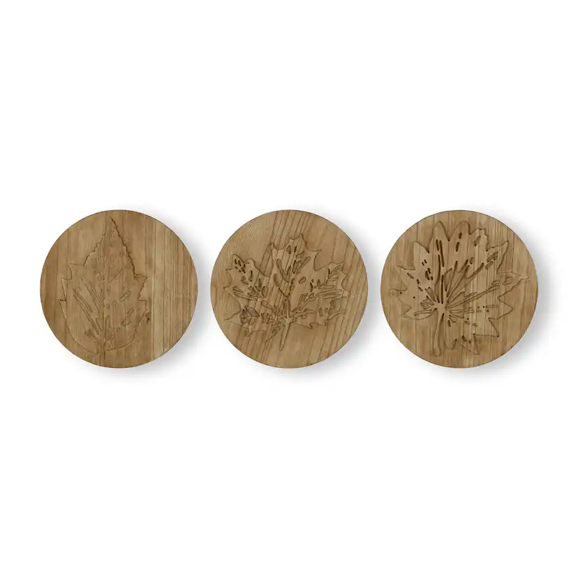 Tavla Art For The Home Wood Leaves Trio