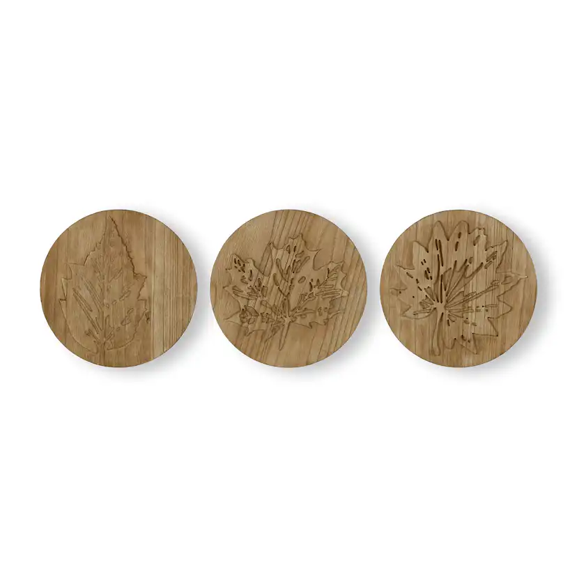 Tavla Art For The Home Wood Leaves Trio