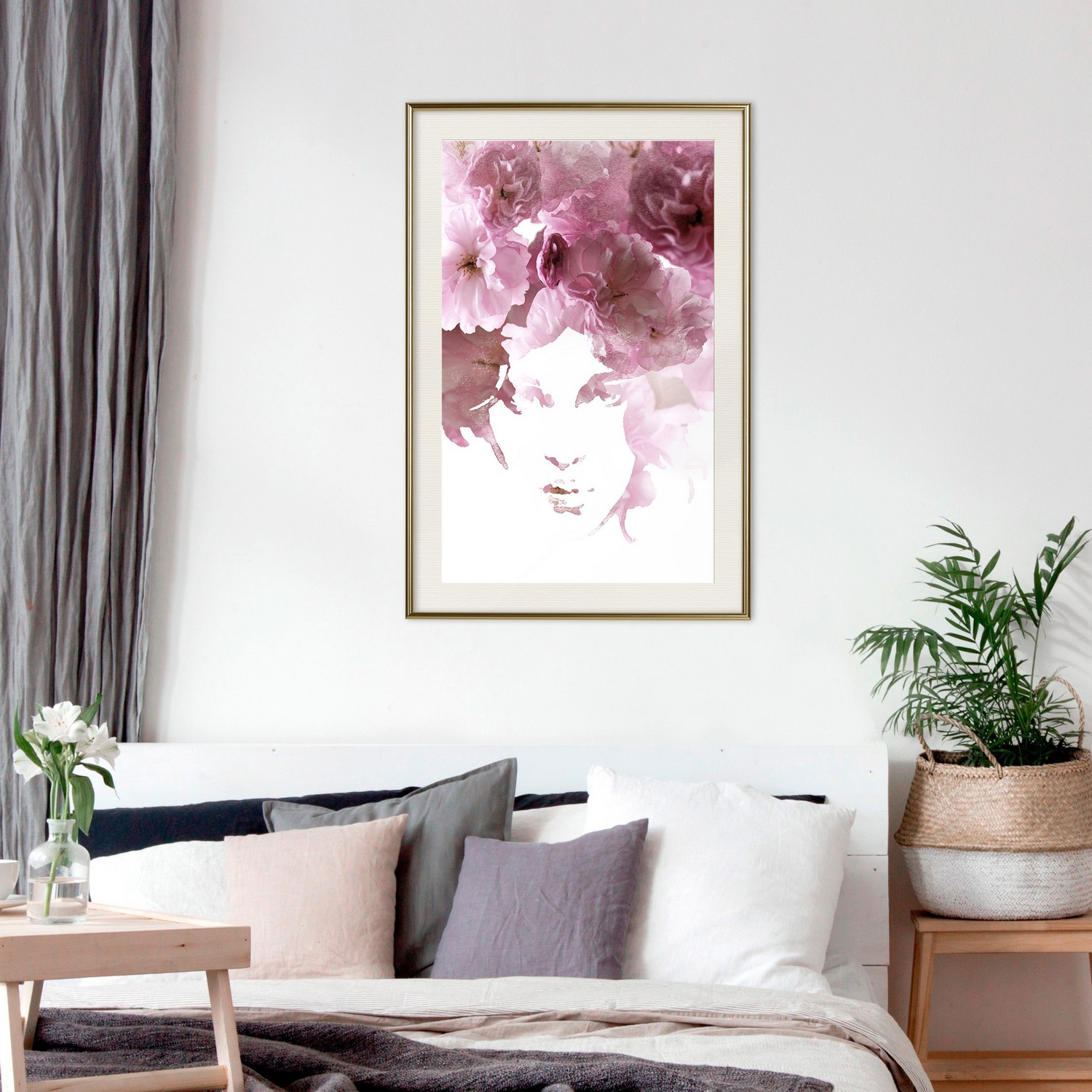 Affisch - Flowery Look [Poster] 30x45 Guld ram med passepartout, 30x45 cm