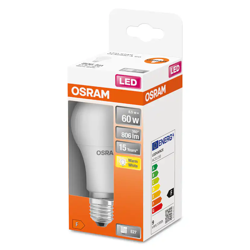 LED-Lampa Osram Normal (60) E27 Matt 827 Cl A