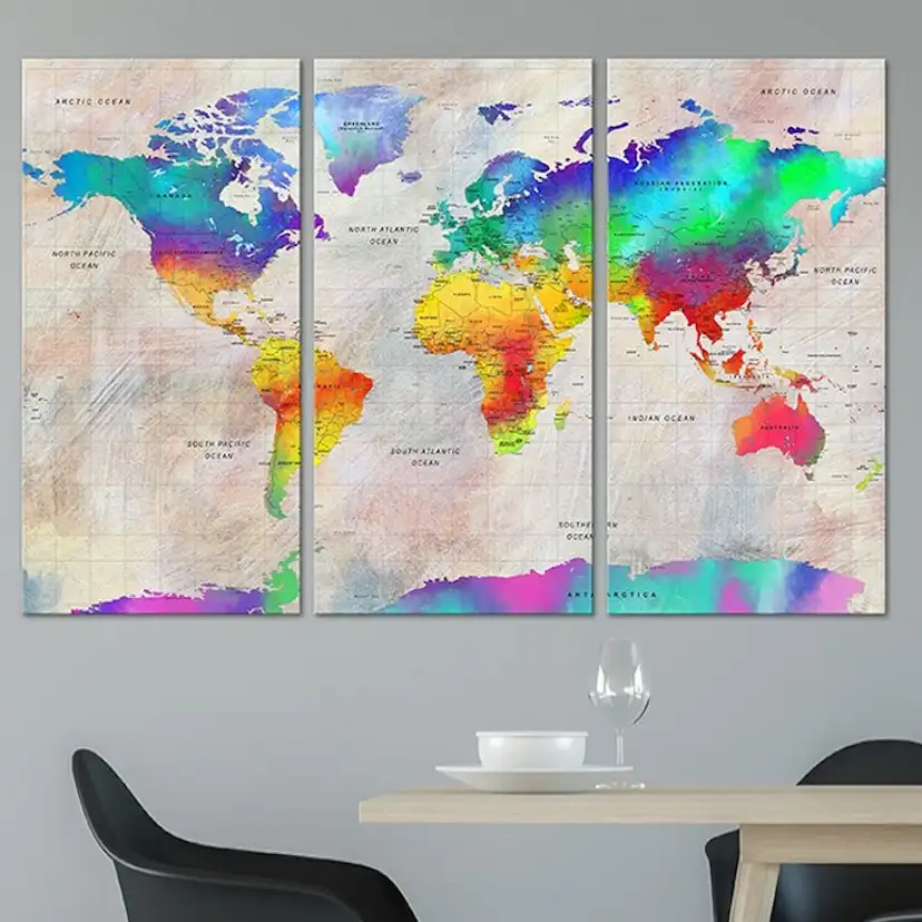 Tavla Arkiio World Map Rainbow Gradient