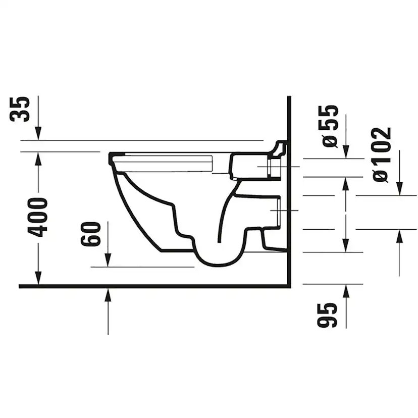 Vägghängd Toalettstol Duravit Starck 3 252709 Rimless utan Toalettsits