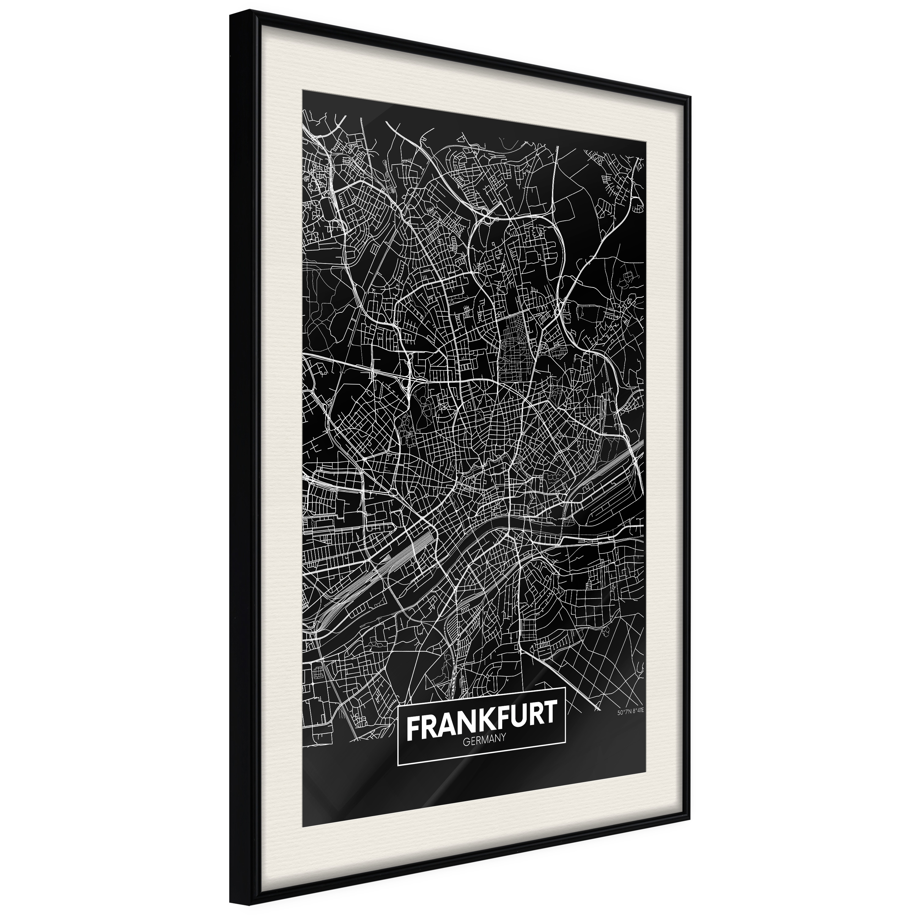 Poster Artgeist Affisch Dark Map of Frankfurt